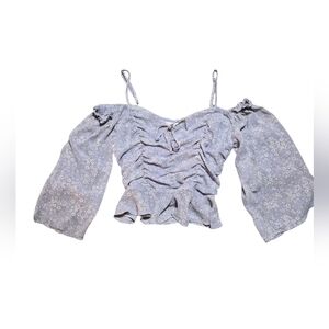 Astr Lavender Floral Off-the-Shoulder Crop Top